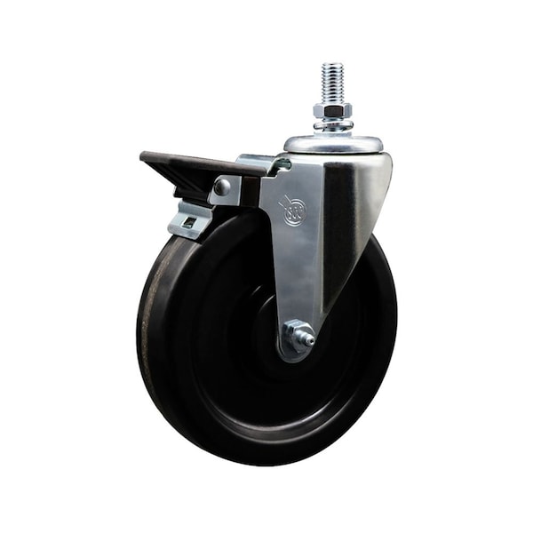 6 Inch Phenolic 12 Inch Threaded Stem Caster with Brake